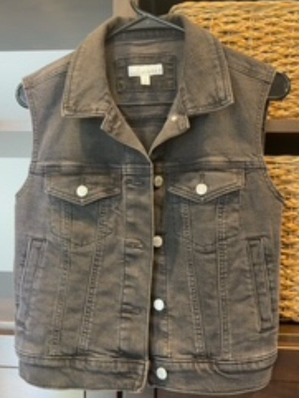 LOFT Petite XXS Charcoal Denim Utility Vest